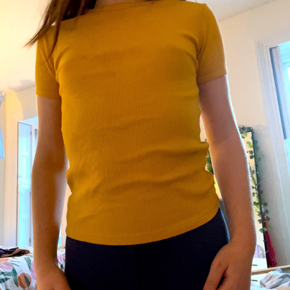 Zara Girls Yellow Ribbed Top